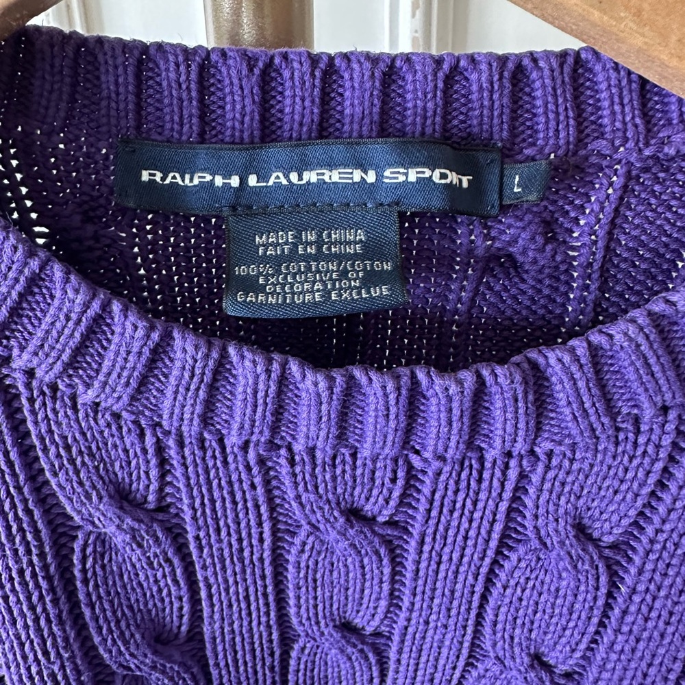 Ralph Lauren Purple Cable Knit Sweater - Picture 2 of 4